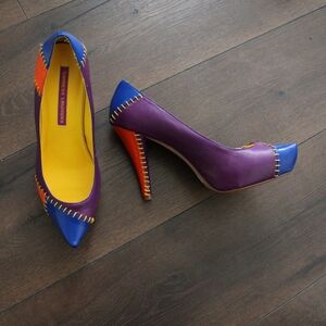 Chinese Laundry Purple, Blue & Orange Colorblock Pointed-Toe Pumps